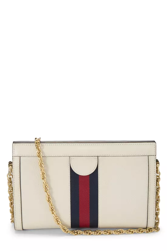 White Leather Ophidia Shoulder Bag Small, , large image number 3