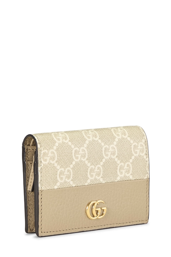 Beige GG Supreme Canvas Marmont Card Case, , large image number 1