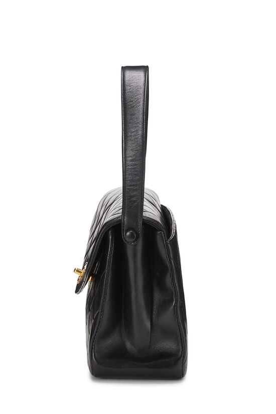 Black Quilted Lambskin Envelope Flap Shoulder Bag
