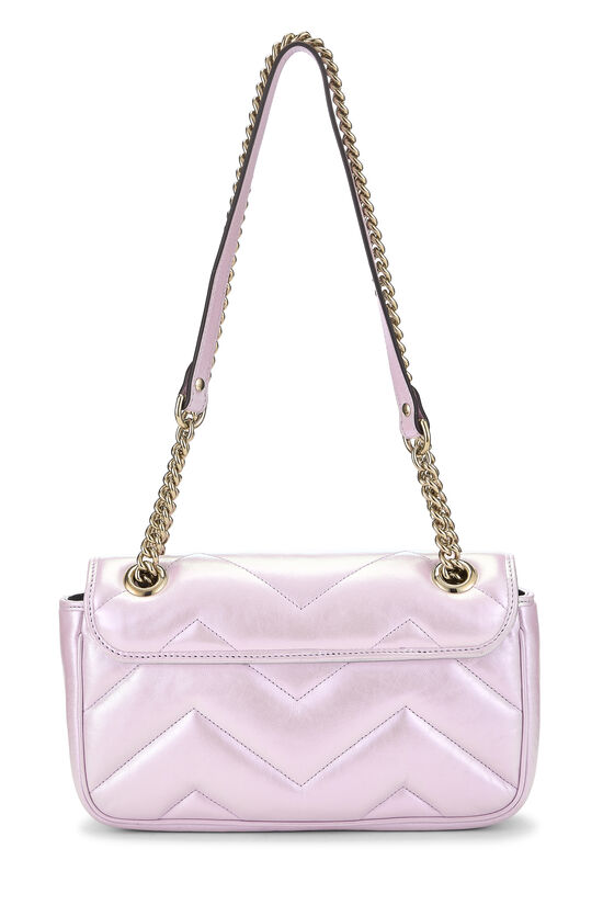 Pink Iridescent Leather GG Marmont Matelass&eacute; Shoulder Bag, , large image number 3