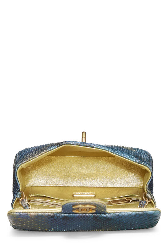 Iridescent Blue Python 'CC' Rectangular Flap Bag Small, , large image number 5