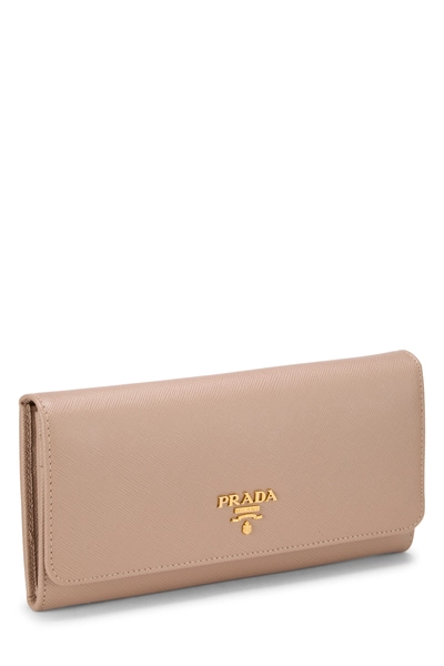 Beige Saffiano Continental Wallet, , large