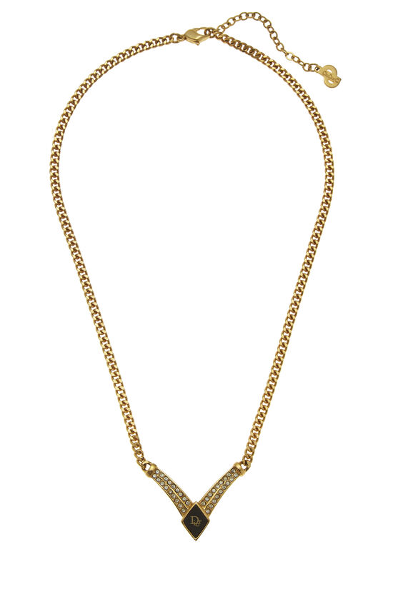 Gold & Crystal Logo Necklace , , large image number 0