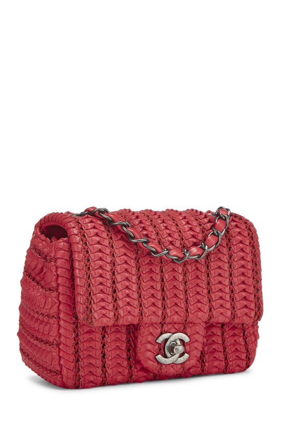 Chanel Red Woven Leather Square Flap Mini Q6B028CFR9000