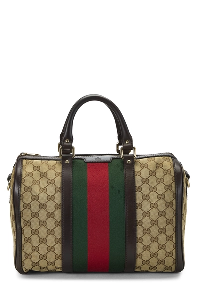 Gucci Original GG Canvas Vintage Web Boston Bag Medium