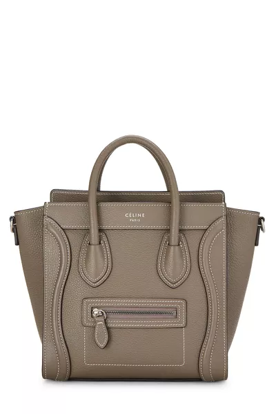 Grey Drummed Calfskin Luggage Nano