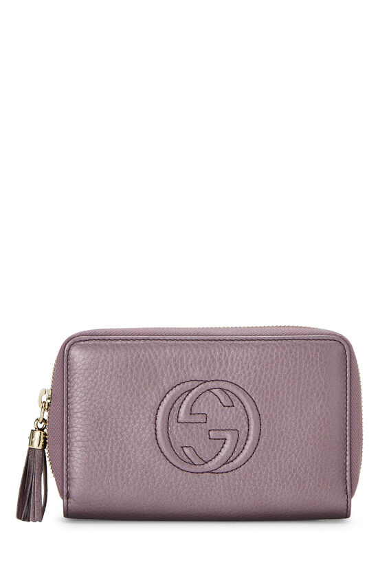 Metallic Purple Leather Soho Zip Wallet, , large image number 0