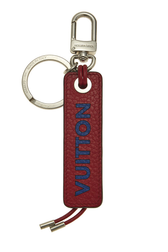 Blue & Red Leather Tag Bag Charm , , large image number 1