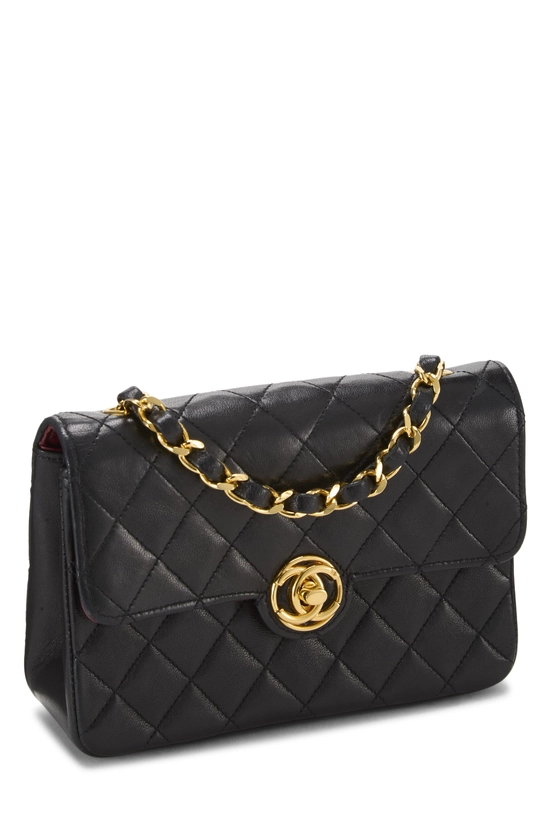 Black Quilted Lambskin Circle Lock Half Flap Mini, , large image number 1