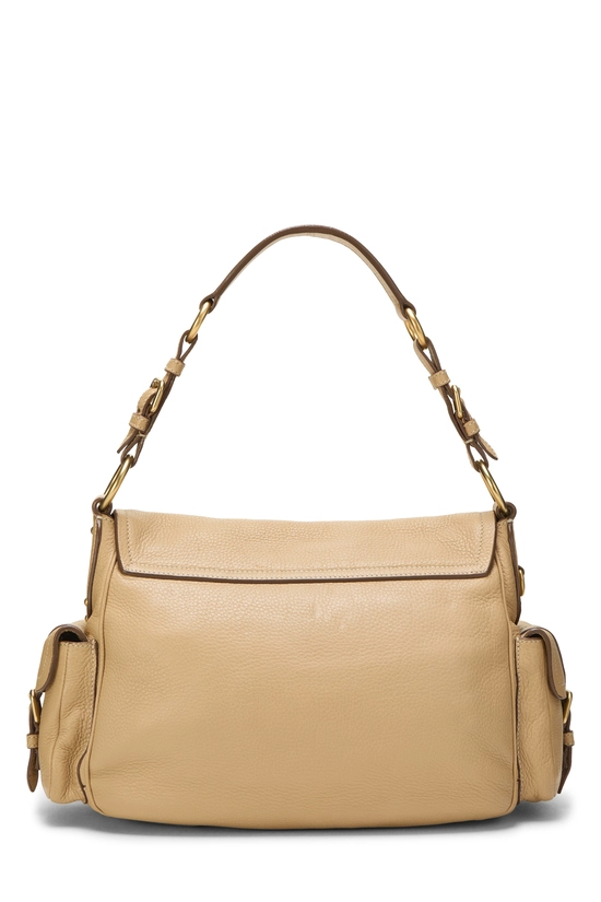 Beige Vitello Daino Side Pocket Hobo, , large image number 3
