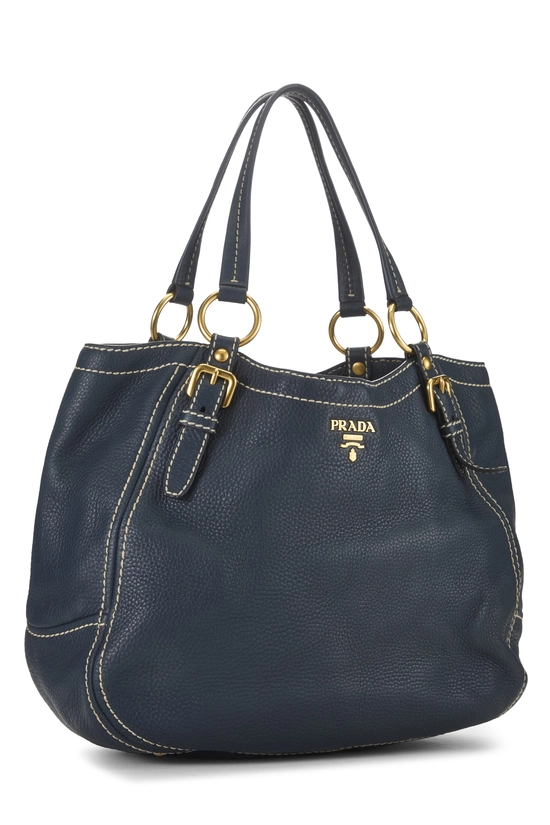 Navy Vitello Daino Sacca 2 Manici, , large image number 1
