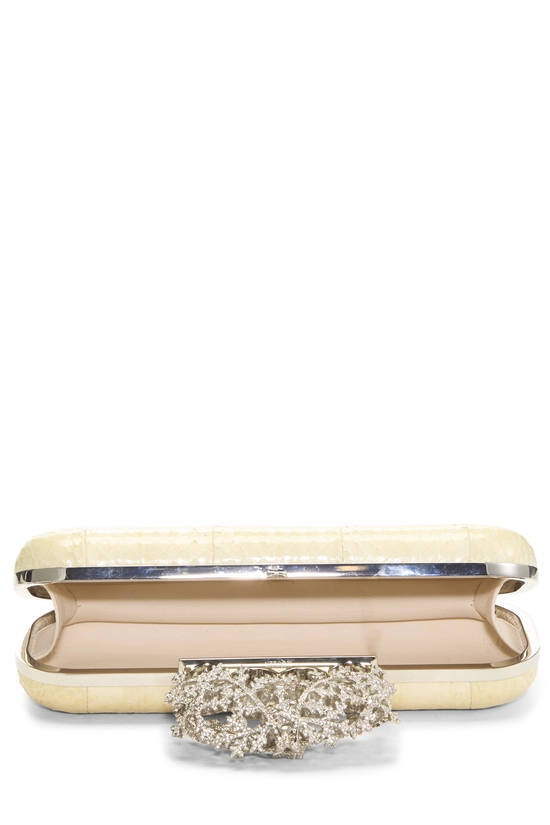 Beige Python Knuckle Clutch, , large image number 5