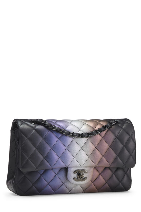 CHANEL Calfskin Quilted Medium Rainbow Double Flap Multicolor