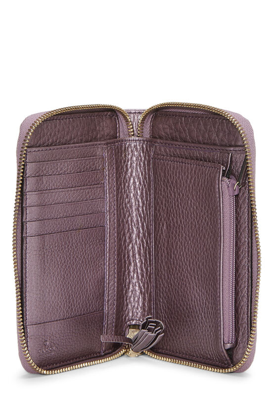 Metallic Purple Leather Soho Zip Wallet, , large image number 3
