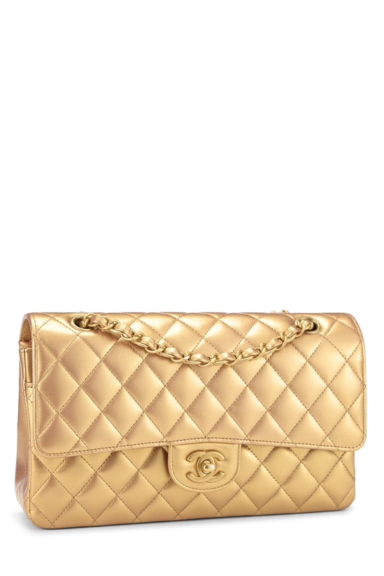 Iridescent Gold Quilted Calfskin Classic Double Flap Medium, , large image number 1