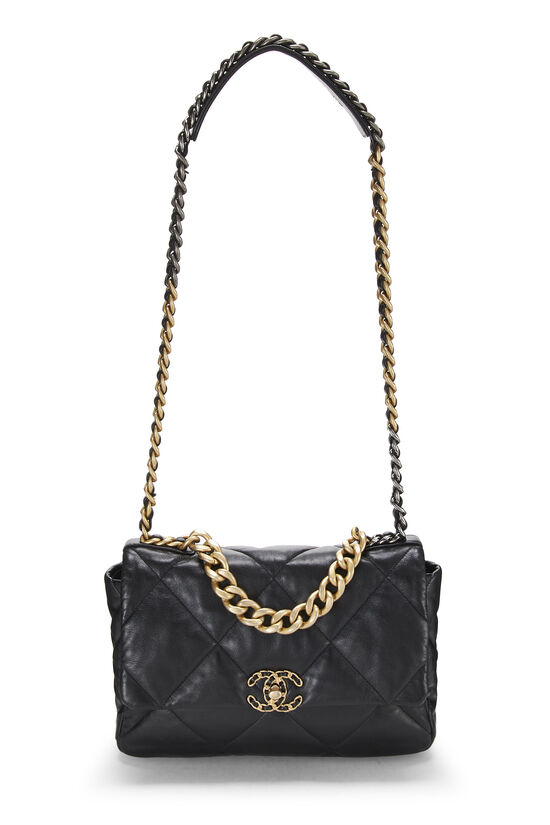 Lambskin Quilted Large Chanel 19 Flap Black