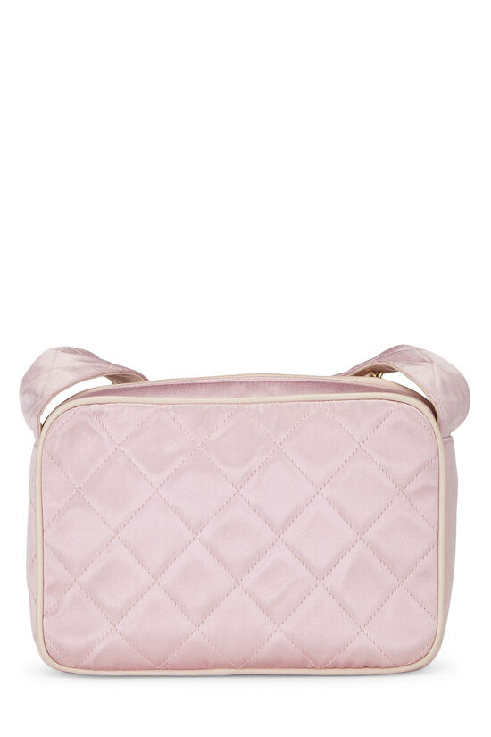 Pink Quilted Satin 'CC' Shoulder Bag Small, , large image number 6