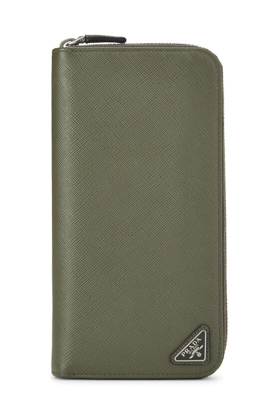 Green Saffiano Zip Around Wallet, , large image number 0