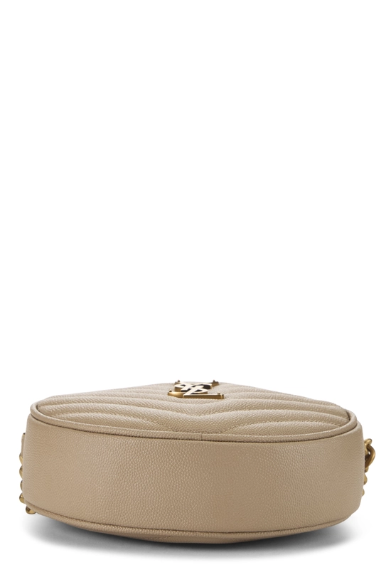 Beige Grainy Leather Round Camera Bag, , large image number 4