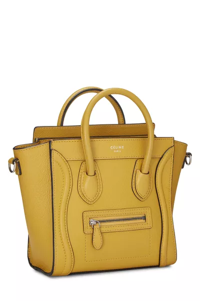 Yellow Drummed Calfskin Luggage Nano, , large