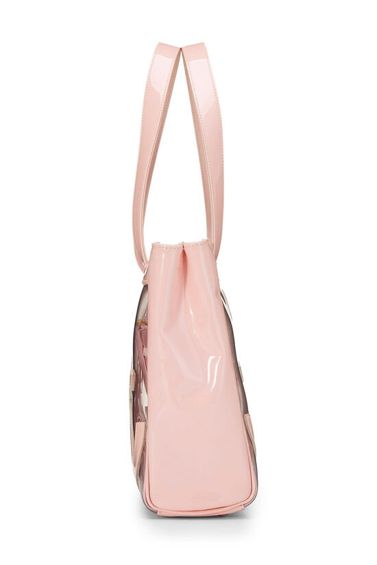 CHANEL Coco Mark PVC Vinyl Bag Shoulder Bag Tote Bag W/Pouch Pink/Clear