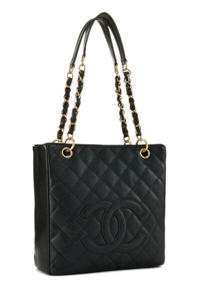 Black Quilted Caviar Petite Shopping Tote (PST), , large