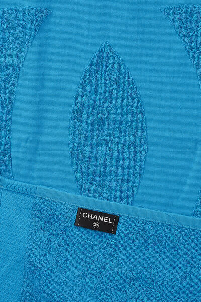 Blue 'CC' Terry Cloth Beach Towel XL, , large