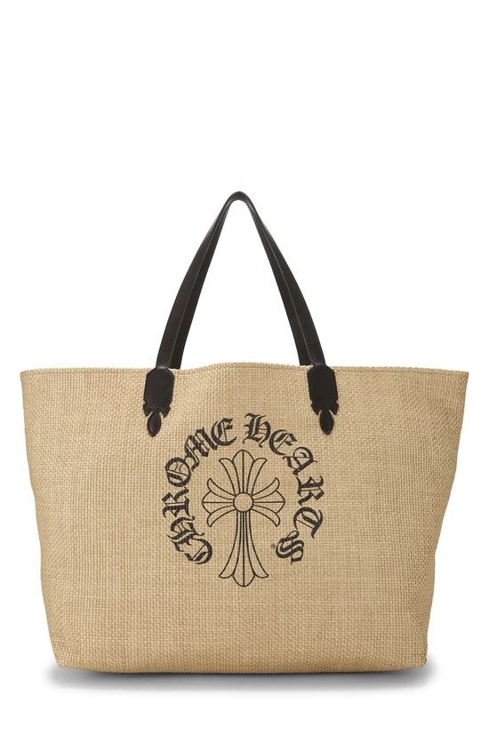 Beige Straw Cross Logo Tote, , large image number 0