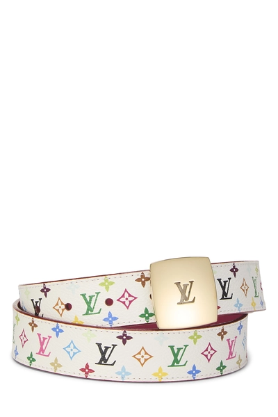 Takashi Murakami X Louis Vuitton White Monogram Multicolore Ceinture 80	