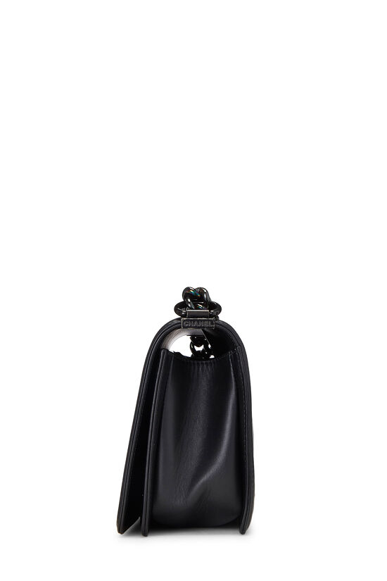 Iridescent Black Chevron Calfskin Boy Bag Medium, , large image number 4
