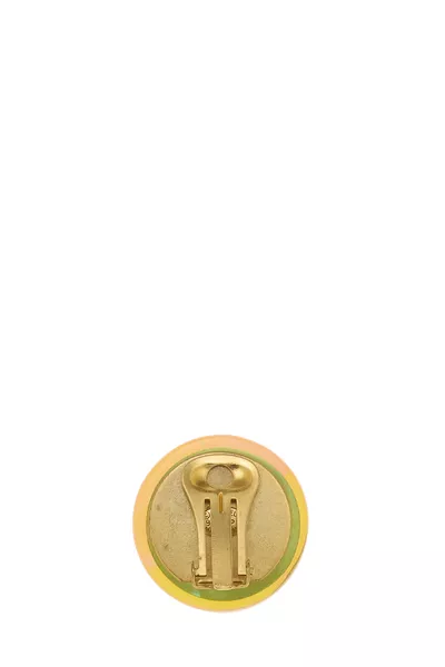 Gold Acrylic Button Earrings, , large