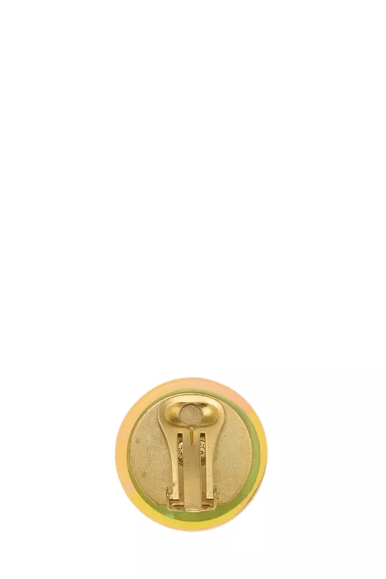 Gold Acrylic Button Earrings, , large image number 1