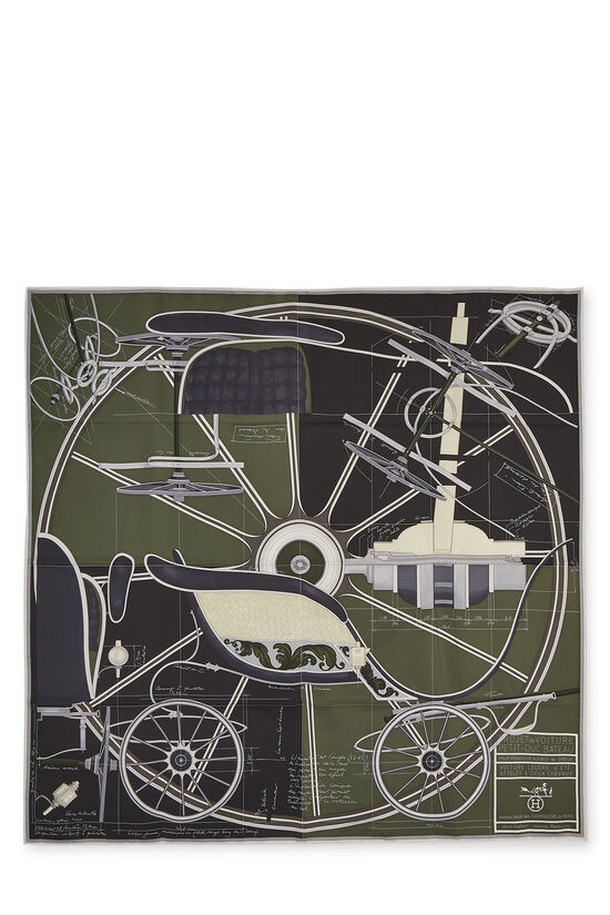 Green 'Project de Voiture' Silk Scarf 90, , large image number 1