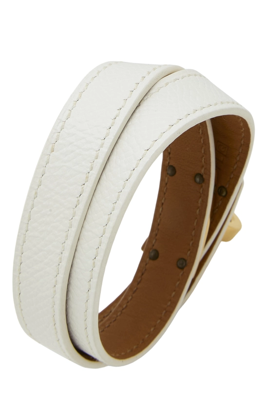 White Epsom Leather Kelly Double Tour Bracelet, , large image number 1