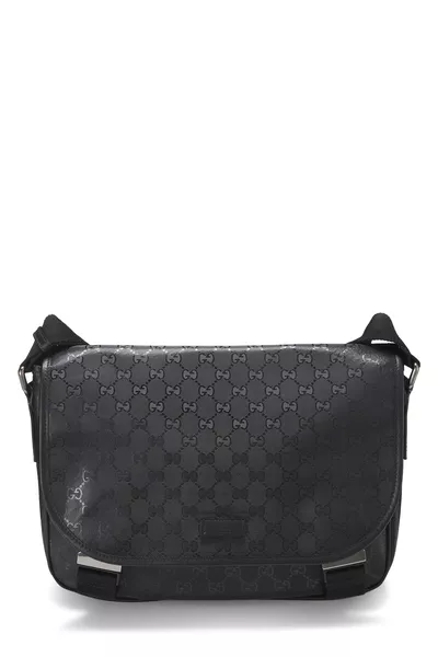 Black GG Imprime Buckle Flap Messenger
