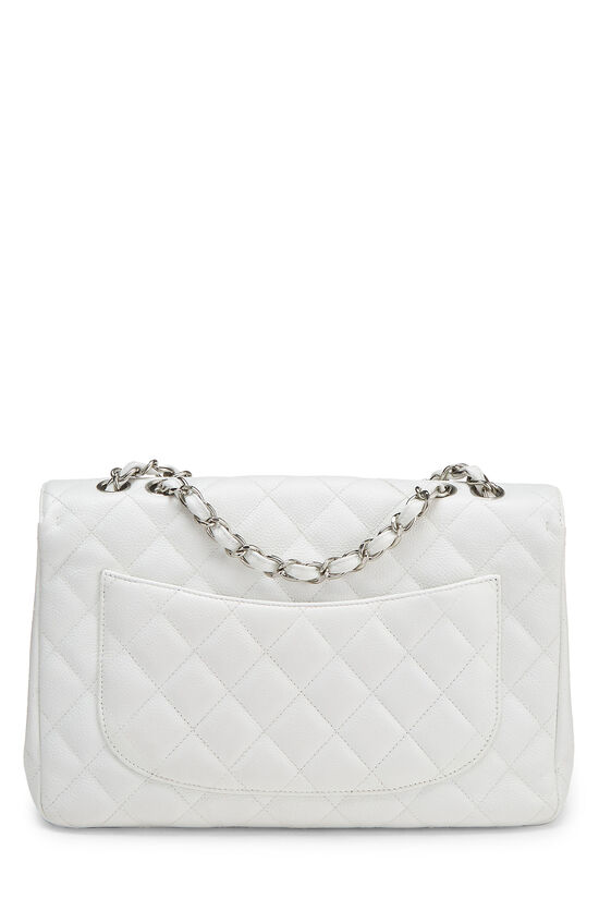 White Quilted Caviar Classic Flap Jumbo, , large image number 5