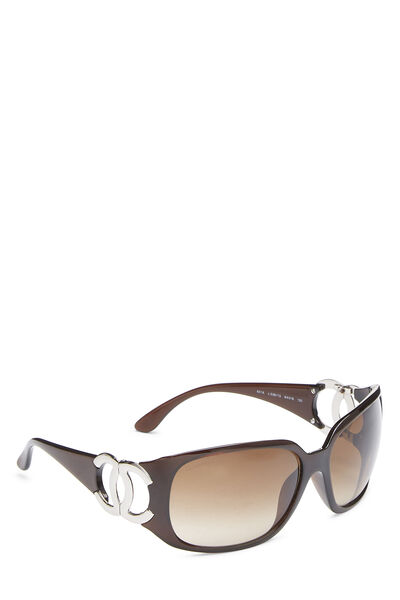 Brown Acetate 'CC' Sunglasses, , large