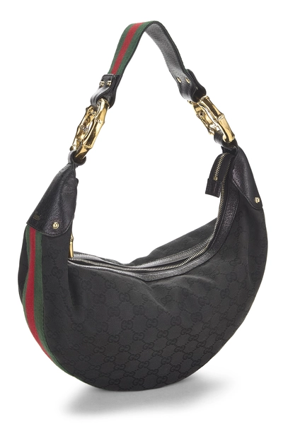 Gucci Black GG Canvas Bamboo Banana Hobo — photo 2