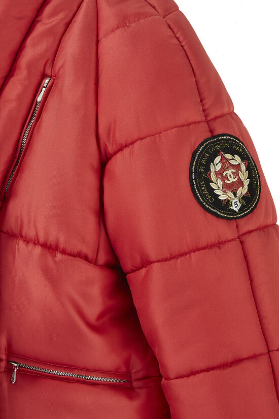 Chanel Red Silk Zipper Puffer Jacket 60CHW-045