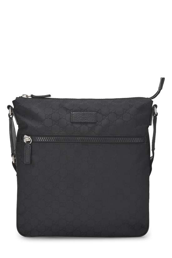 Black GG Nylon Zip Pocket Messenger Medium, , large image number 0