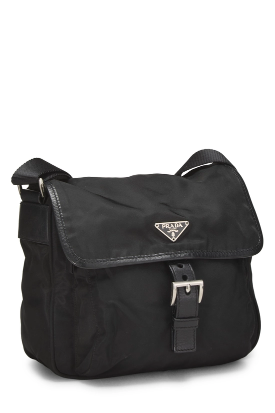 Black Nylon Buckle Flap Messenger Bag Small, , large image number 1