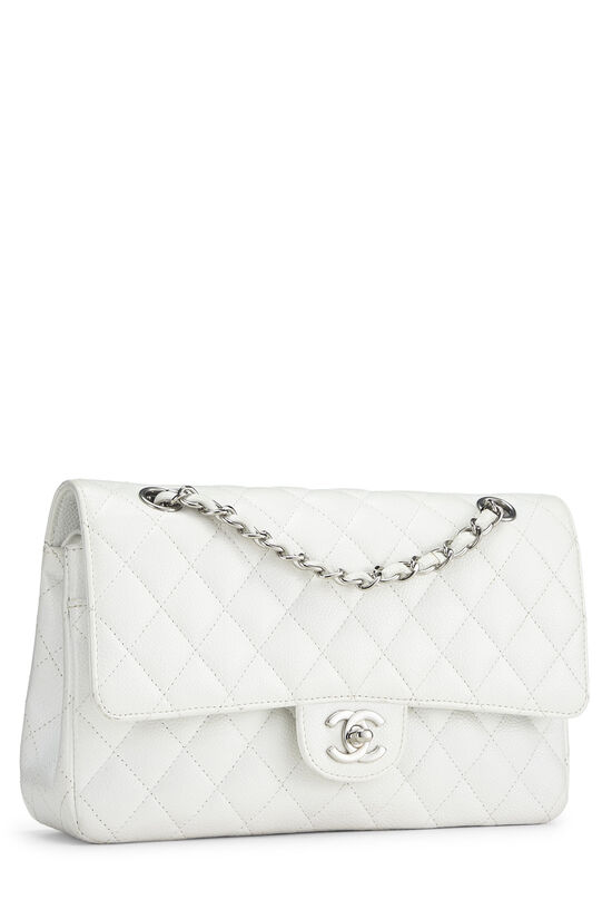 CHANEL Caviar Quilted Small Double Flap White 1278544