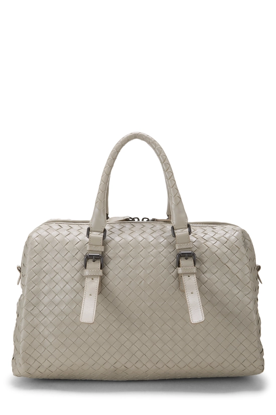 Grey Intrecciato Leather Boston, , large image number 3