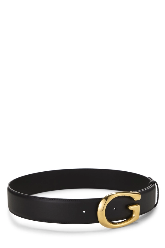 Black Leather G Buckle Belt 80, , large image number 1