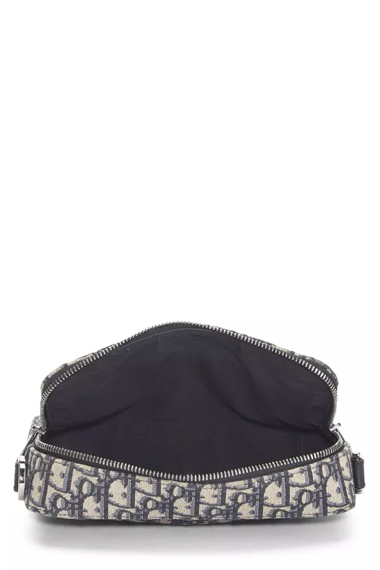 Navy Oblique Jacquard Safari Messenger, , large image number 5