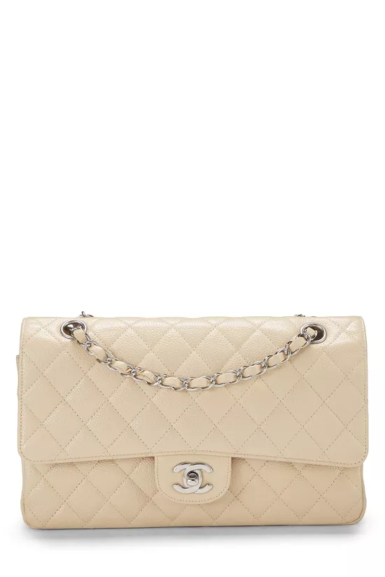 Beige Quilted Caviar Classic Double Flap Medium, , large image number 0