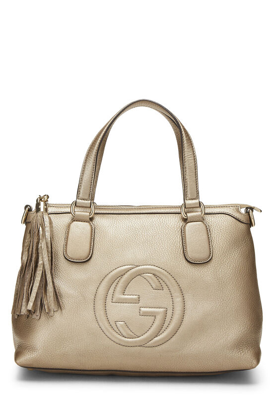Gold Metallic Leather Soho Top Handle Tote, , large image number 0