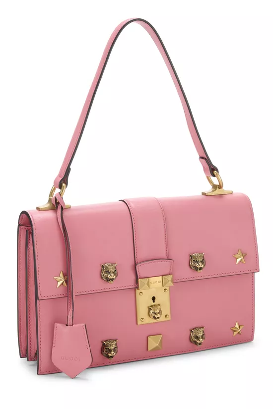 Pink Leather Tiger Head Animalier Shoulder Bag, , large image number 1