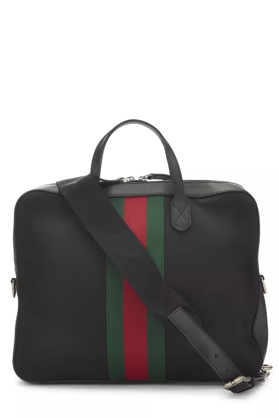 Black Techno Canvas Web Briefcase, , large image number 3