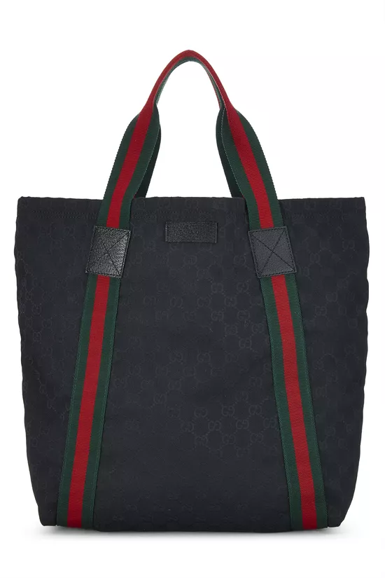 Black GG Canvas Flat Web Tote, , large image number 0